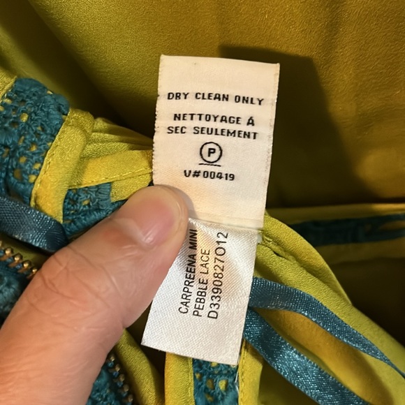 Diane von Furstenberg Carpreena Mini Pebble Lace Sleeveless Teal Green Dress 12 - Picture 16 of 16